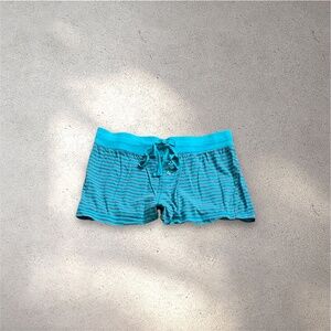 Ocean Pacific OP Aqua Blue & Grey Striped Boxer Sleep Shorts